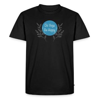Yoga Dicton Be Happy Circle - T-shirt Premium bio Homme - noir - Devant - Nico (187cm)