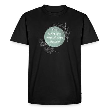 Salle de Yoga Fleur Fleur - T-shirt Premium bio Homme - noir - Devant - Nico (187cm)