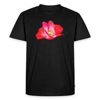 Coquelicot rouge en forme de cœur - T-shirt Premium bio Homme - noir - Devant - Nico (187cm)