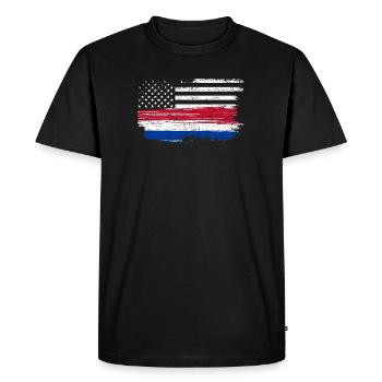Drapeau Grunge Brushstroke Americana - T-shirt Premium bio Homme - noir - Devant - Nico (187cm)