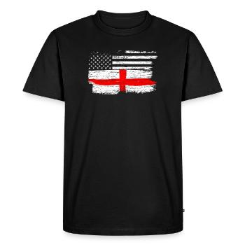 Grunge Flag Fusion USA UK Cross - Men's Premium Organic T-Shirt - black - Front - Nico (187cm)
