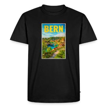 Panorama de Berne Aare et Vieille Ville - T-shirt Premium bio Homme - noir - Devant - Nico (187cm)