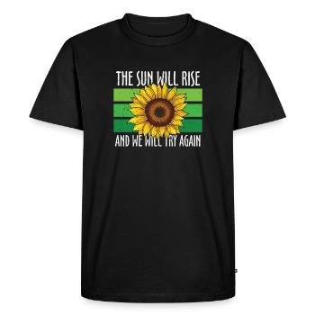 The Sun Will Rise And We Will Try Again - Men's Premium Organic T-Shirt - black - Front - Nico (187cm)