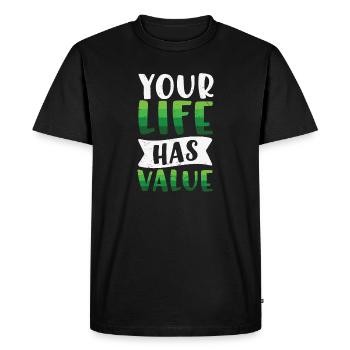 Mental Health Your Life Has Value - Men's Premium Organic T-Shirt - black - Front - Nico (187cm)