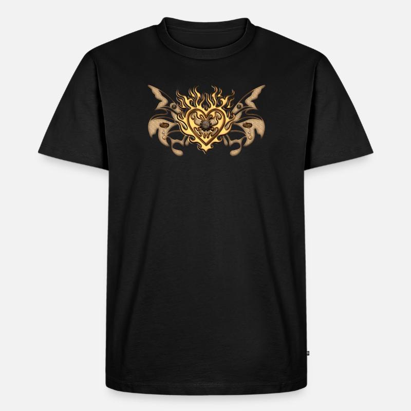 Wunderbare Herz-, Uhren- und Steampun-Zahnräder - Männer Premium Bio T-Shirt - Schwarz
