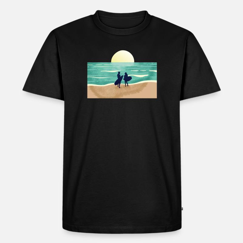 Summer Sunset Surfer - Männer Premium Bio T-Shirt - Schwarz