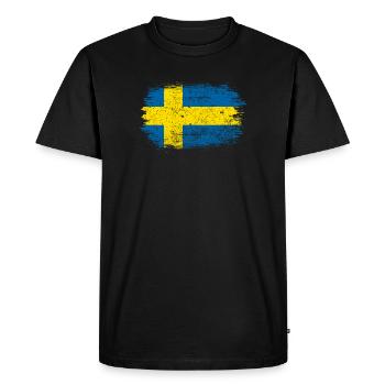 Drapeau suédois du Brush - T-shirt Premium bio Homme - noir - Devant - Nico (187cm)