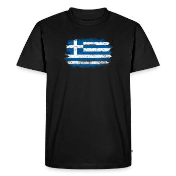 Brushed Greek Flag - Men's Premium Organic T-Shirt - black - Front - Nico (187cm)