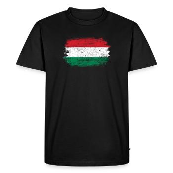 Hungarian Brush Flag Art - Men's Premium Organic T-Shirt - black - Front - Nico (187cm)
