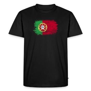 Portugal Flag Brush Stroke Art - Men's Premium Organic T-Shirt - black - Front - Nico (187cm)