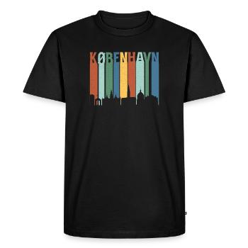 København Neon Skyline Pattern - T-shirt Premium bio Homme - noir - Devant - Nico (187cm)