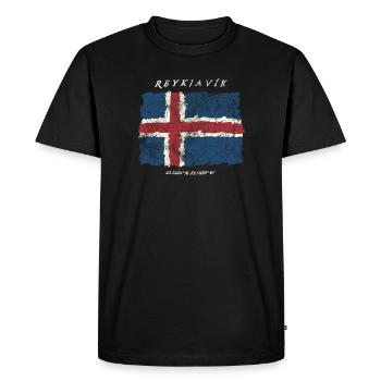 Islande Reykjavik - T-shirt Premium bio Homme - noir - Devant - Nico (187cm)