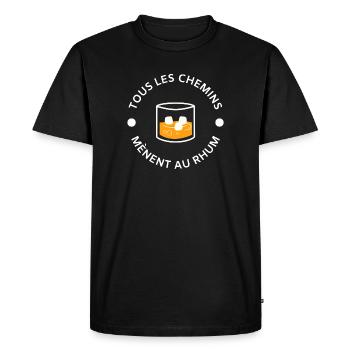 Tous les chemins mènent au rhum - T-shirt Premium bio Homme - noir - Devant - Nico (187cm)