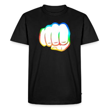 Poing serré coloré poing bosse cool symbole de logo cool - T-shirt Premium bio Homme - noir - Devant - Nico (187cm)