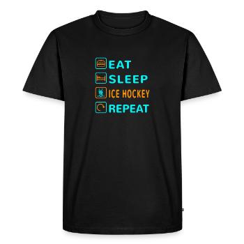Mangez. Dormir. Hockey sur glace. Répéter le - T-shirt Premium bio Homme - noir - Devant - Nico (187cm)