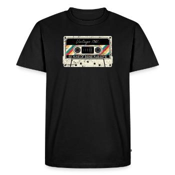 Vintage 1982 Cassette 40th - Men's Premium Organic T-Shirt - black - Front - Nico (187cm)