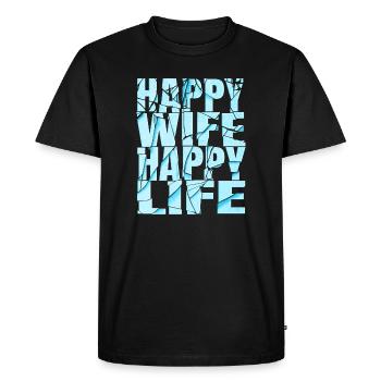Femme heureuse vie heureuse - T-shirt Premium bio Homme - noir - Devant - Nico (187cm)