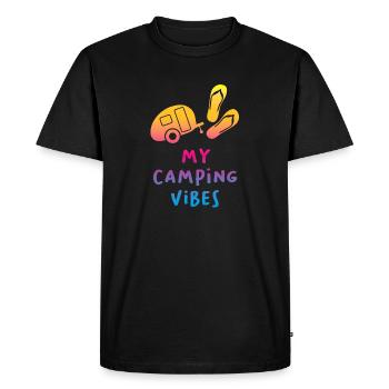 Camping Vibes Quote Caravan Motorhome Course Fan - Men's Premium Organic T-Shirt - black - Front - Nico (187cm)