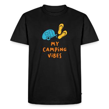 Camping Vibes Quote Caravan Motorhome Van Life Fun - Men's Premium Organic T-Shirt - black - Front - Nico (187cm)