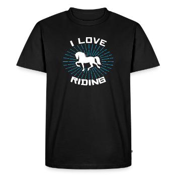 J’adore les chevaux Déclaration Chevaux islandais au galop - T-shirt Premium bio Homme - noir - Devant - Nico (187cm)