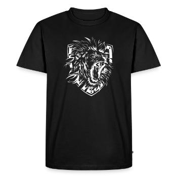Lion Shield Coat of Arms Team Club Roar Lion Icon - Men's Premium Organic T-Shirt - black - Front - Nico (187cm)