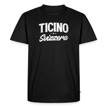 Ticino Switzerland Script Logo - Men's Premium Organic T-Shirt - black - Front - Nico (187cm)