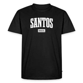 Santos Brasil Lettering Contrast - Men's Premium Organic T-Shirt - black - Front - Nico (187cm)