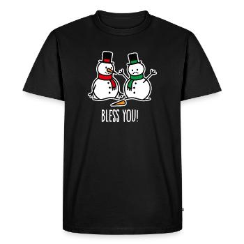Santé Drôle Bonhomme de Neige Dessin Animé Noël - T-shirt Premium bio Homme - noir - Devant - Nico (187cm)