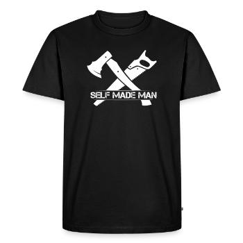 Selfmade Man Icône Icône de l’outil de scie à la hache Logo - T-shirt Premium bio Homme - noir - Devant - Nico (187cm)
