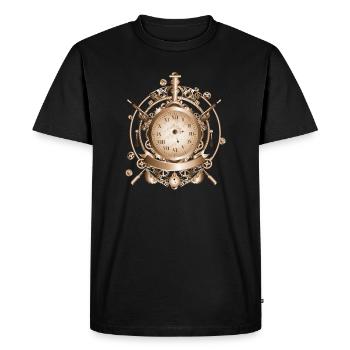 Steampunk watch in antique look with gears - Men's Premium Organic T-Shirt - black - Front - Nico (187cm)