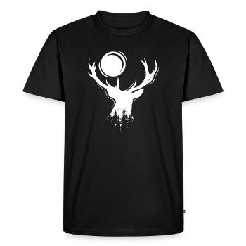 Moose Symbol Moon Deer Evening Forest Icon Graphic - Men's Premium Organic T-Shirt - black - Front - Nico (187cm)