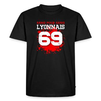 Sang pour Sang Lyonnais - T-shirt Premium bio Homme - noir - Devant - Nico (187cm)