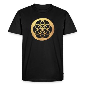 Fleur d’or de cercle de vie yoga méditation luxe - T-shirt Premium bio Homme - noir - Devant - Nico (187cm)