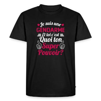 Je Suis Une Gendarme c'est Mon Super Pouvoir - T-shirt Premium bio Homme - noir - Devant - Nico (187cm)