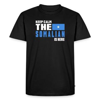 drapeau de la Somalie Keep Calm - T-shirt Premium bio Homme - noir - Devant - Nico (187cm)