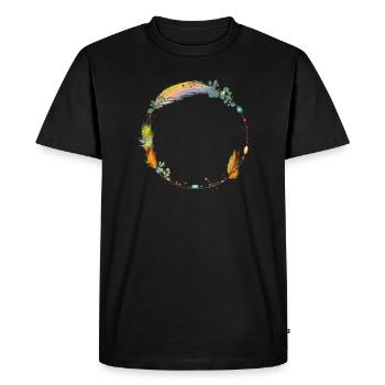 cadre délicat fait de plumes et de symboles ethno - T-shirt Premium bio Homme - noir - Devant - Nico (187cm)