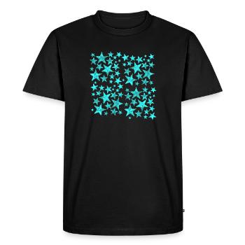 Motif d’étoiles bleu vif sur noir - T-shirt Premium bio Homme - noir - Devant - Nico (187cm)