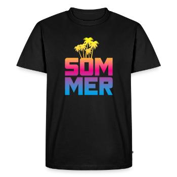 Été, Palmiers, Plage, Plage, Majorque colorée - T-shirt Premium bio Homme - noir - Devant - Nico (187cm)