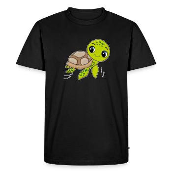 Tortue, animal mignon, océan - T-shirt Premium bio Homme - noir - Devant - Nico (187cm)