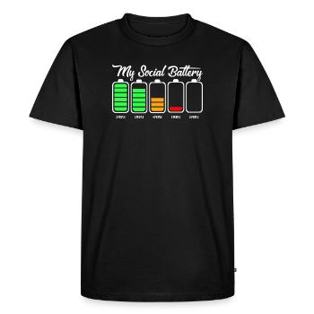 My Social Battery Icon Tee - Men's Premium Organic T-Shirt - black - Front - Nico (187cm)