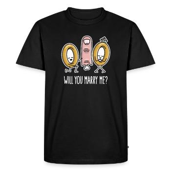 Voulez-vous m’épouser bagues de mariage de fiançailles doigt - T-shirt Premium bio Homme - noir - Devant - Nico (187cm)