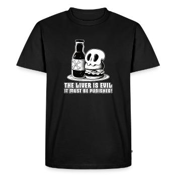 The liver is evil and is punished - Men's Premium Organic T-Shirt - black - Front - Nico (187cm)