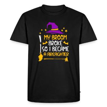 Héroïne de pompier brisée à balai - T-shirt Premium bio Homme - noir - Devant - Nico (187cm)