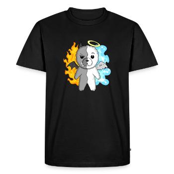 Dog Bichon Frise - Angel and Devil - Men's Premium Organic T-Shirt - black - Front - Nico (187cm)