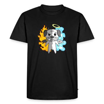 Dog Pug - Angel and Devil - Men's Premium Organic T-Shirt - black - Front - Nico (187cm)