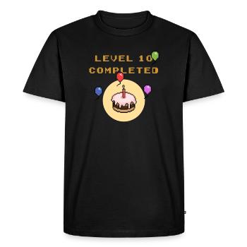 Anniversaire Level 10 - T-shirt Premium bio Homme - noir - Devant - Nico (187cm)