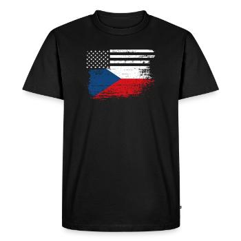 Flag Fusion US Czech - Men's Premium Organic T-Shirt - black - Front - Nico (187cm)