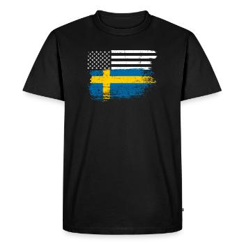 Drapeau Fusion : US Nordic Brush - T-shirt Premium bio Homme - noir - Devant - Nico (187cm)