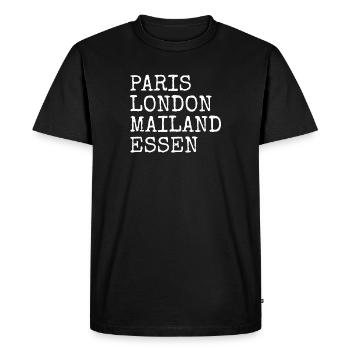 Essen Paris Londres Milan Accueil Cher Essener - T-shirt Premium bio Homme - noir - Devant - Nico (187cm)