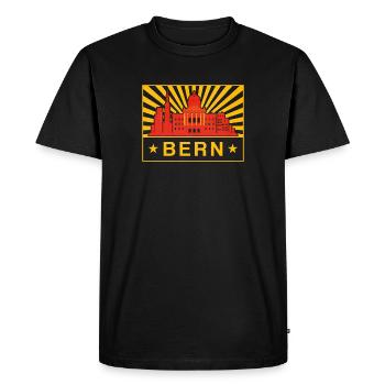 Bern Skyline Sunburst City Seal - Men's Premium Organic T-Shirt - black - Front - Nico (187cm)